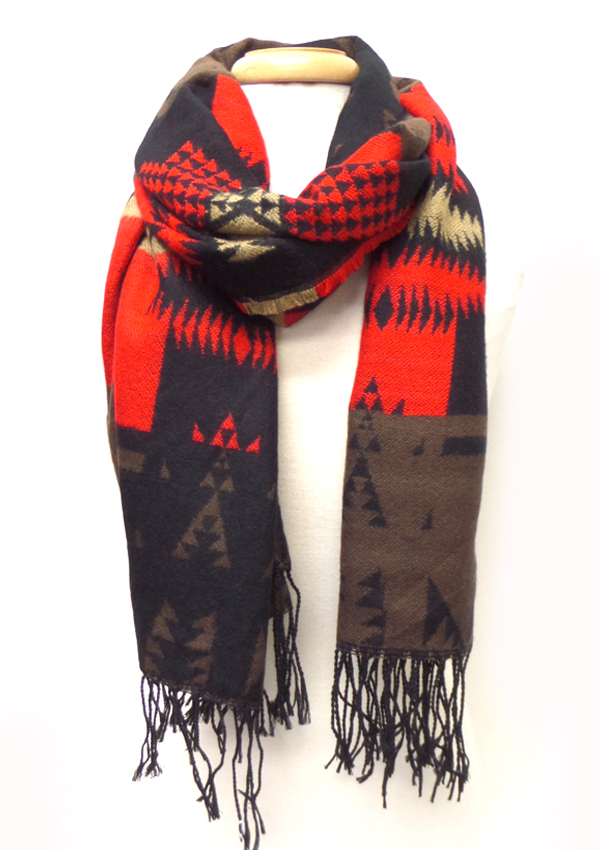 Bohemian color fringe drop winter scarf