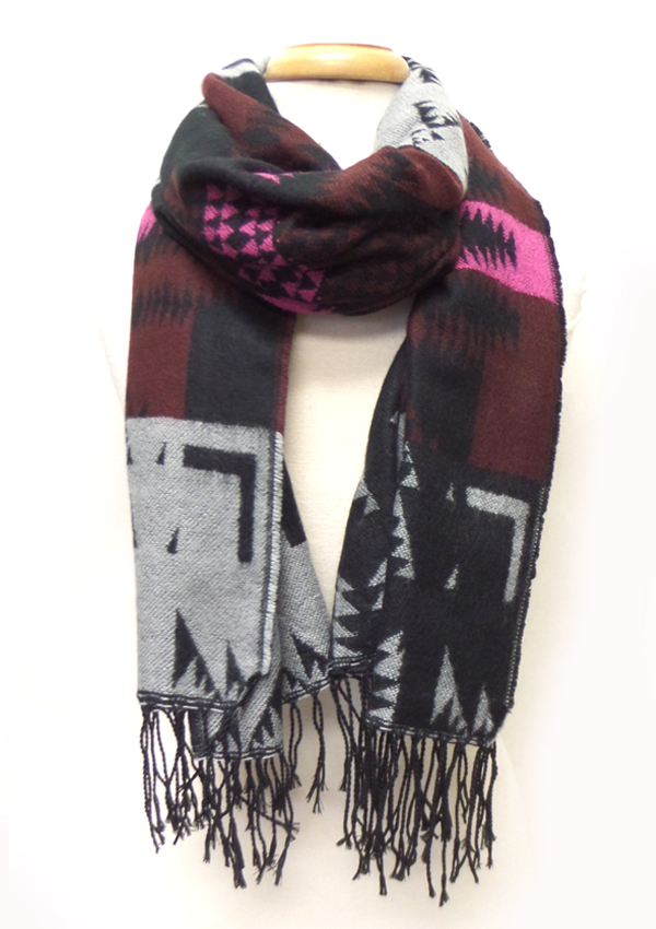 Bohemian color fringe drop winter scarf