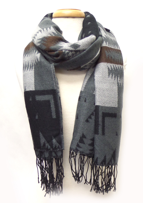 Bohemian color fringe drop winter scarf