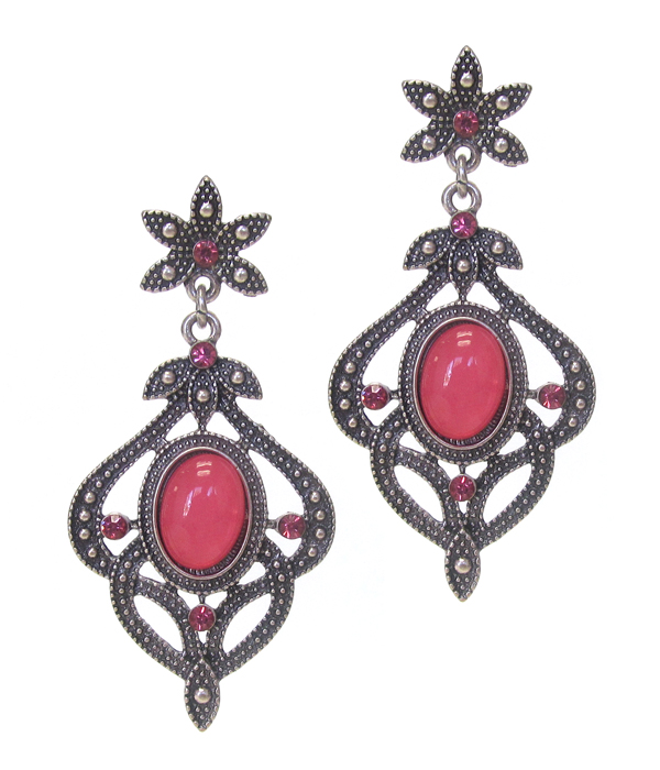 Vintage tibetan silver metal filigree earring