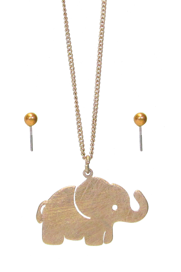 SCRATCH METAL PENDANT NECKLACE SET - ELEPHANT