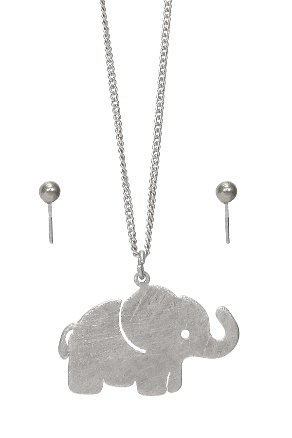 SCRATCH METAL PENDANT NECKLACE SET - ELEPHANT