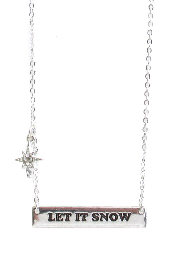 CHRISTMAS THEME BAR PENDANT NECKLACE - LET IT SNOW