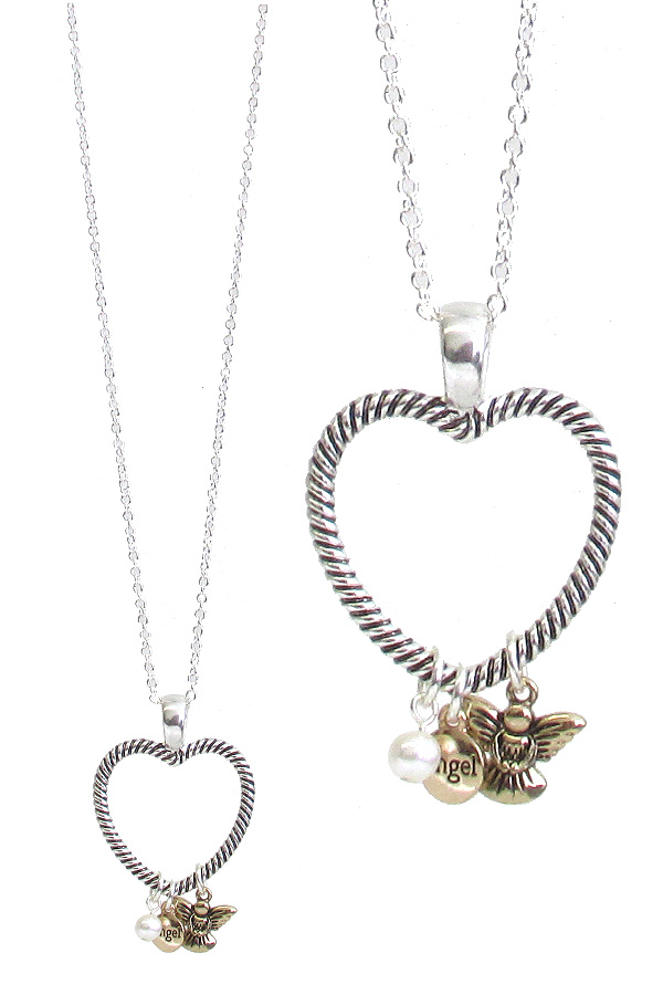 RELIGIOUS INSPIRATION HEART PENDANT NECKLACE - ANGEL