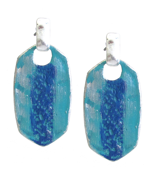 Textured patina earring