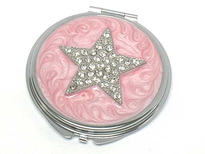 Crystal deco star compact mirror