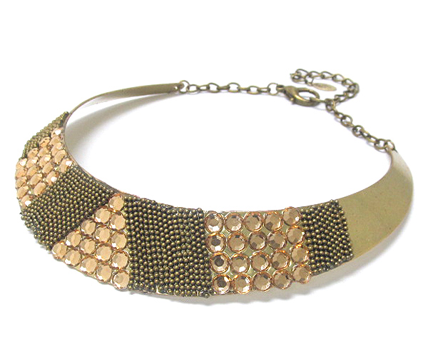 Ball chain and acrylic stone deco chocker necklace