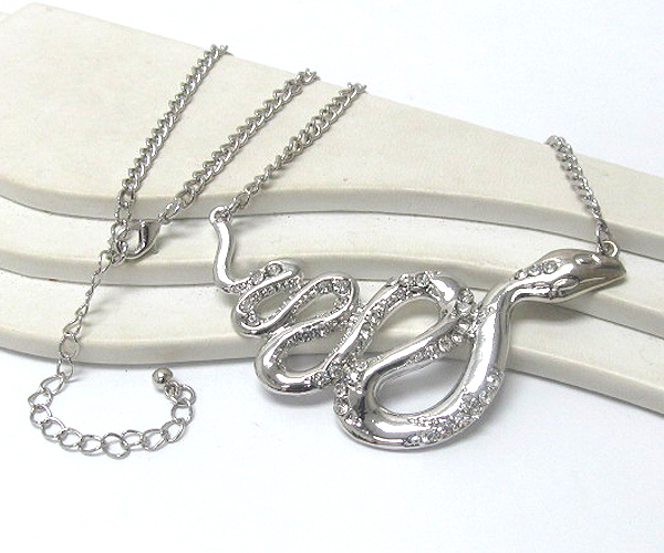 Crystal deco snake necklace