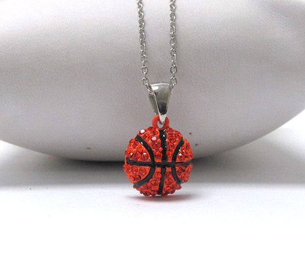 Crystal and paint deco basketball necklace