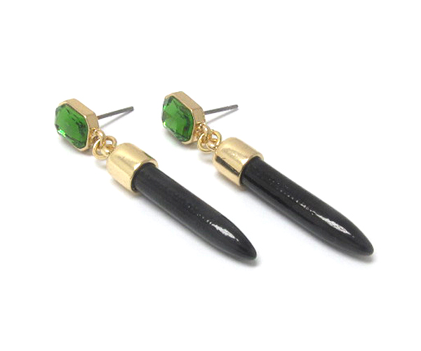 Crystal and bullet drop earring 