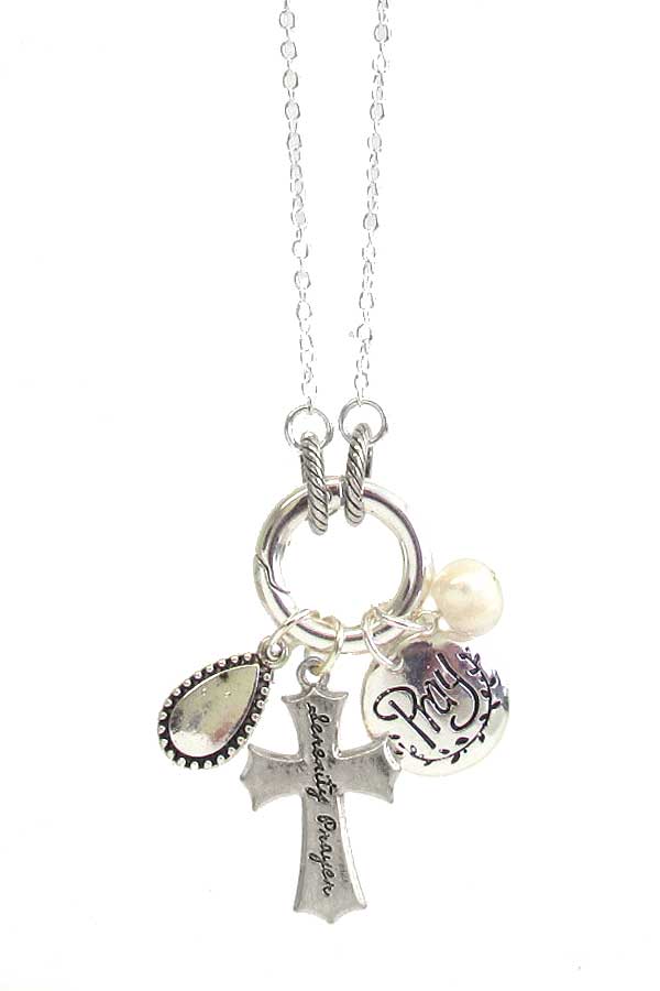 RELIGIOUS INSPIRATION MULTI CHARM PENDANT NECKLACE - SERENITY PRAYER