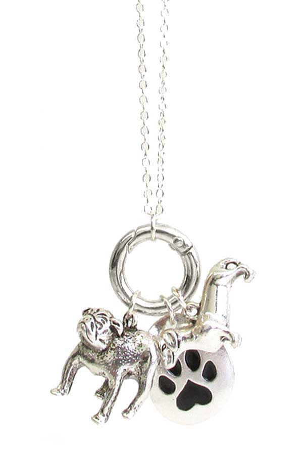 PET LOVERS THEME MULTI CHARM PENDANT NECKLACE - DOG