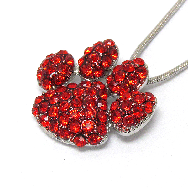 Crystal paw print pendant necklace
