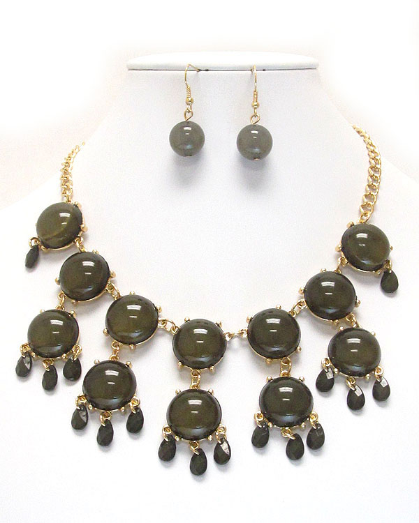 MULTI ACRYLIC BUBBLE DROP PARTY NECKLACE EARRING SET