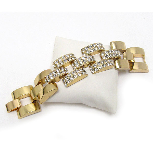 CRYSTAL STUD THICK SOLD WATCH BAND CHAIN BRACELET