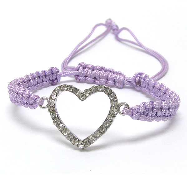 Crystal deco heart and briaded yarn friendship bracelet