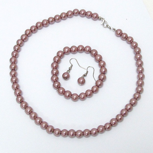 Pearl necklace bracelet earring set