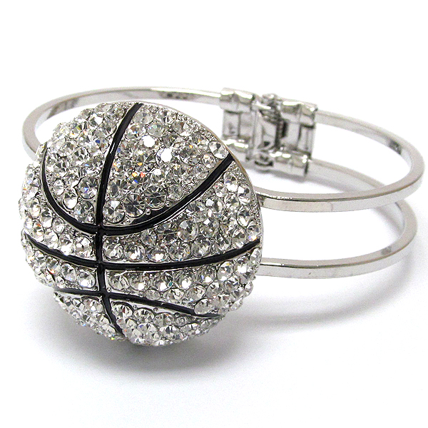 Crystal deco basketball hinge bangle bracelet