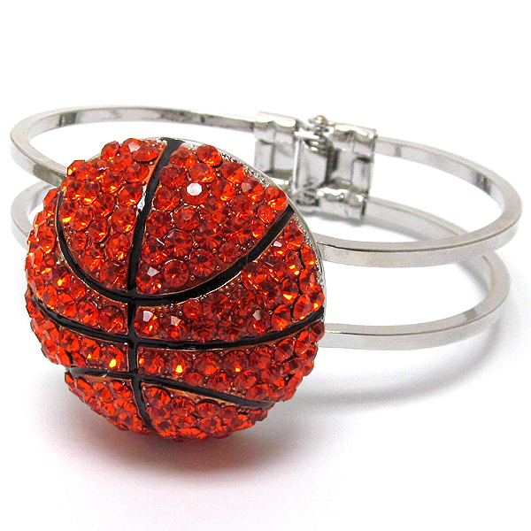 Crystal deco basketball hinge bangle bracelet