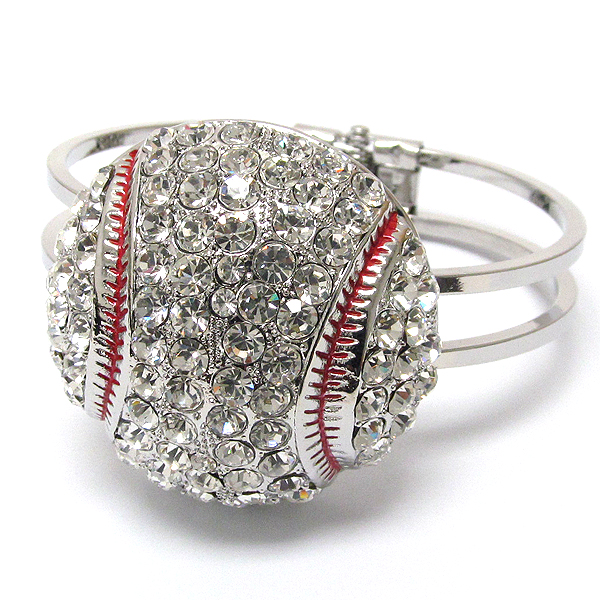 Crystal deco baseball hinge bangle bracelet