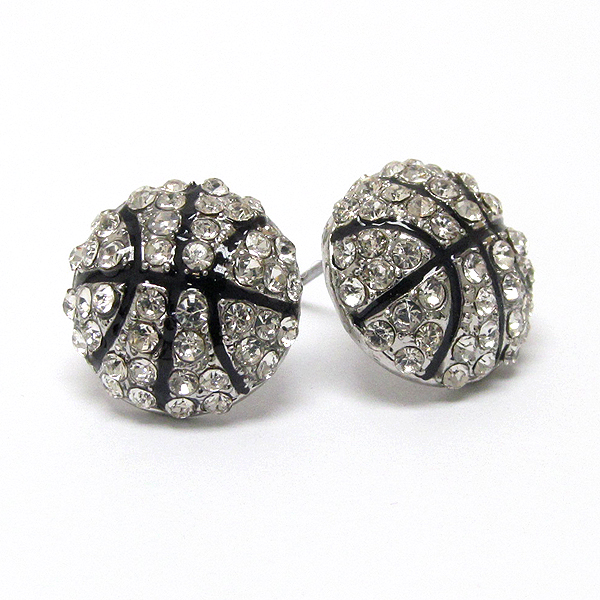 Crystal deco basketball stud earring