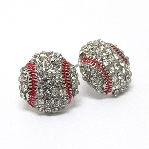 Crystal deco baseball stud earring
