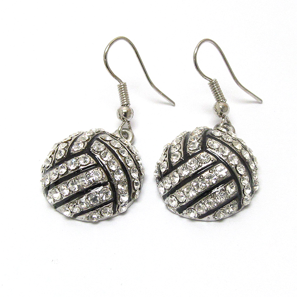 Crystal deco volleyball drop earring