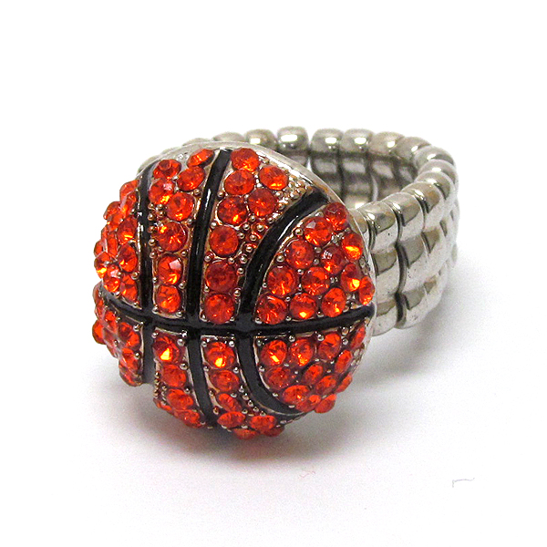 Crystal deco basketball stretch ring
