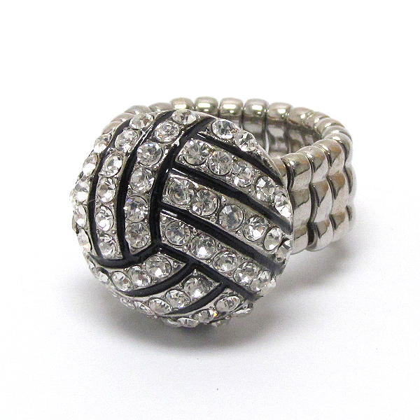Crystal deco volleyball stretch ring