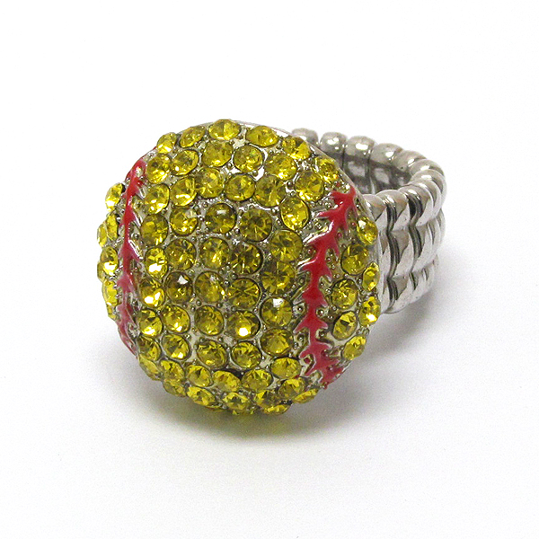 Crystal deco softball stretch ring