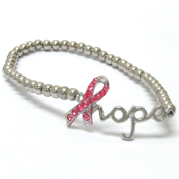 Crystal pinkribbon hope stretch bracelet