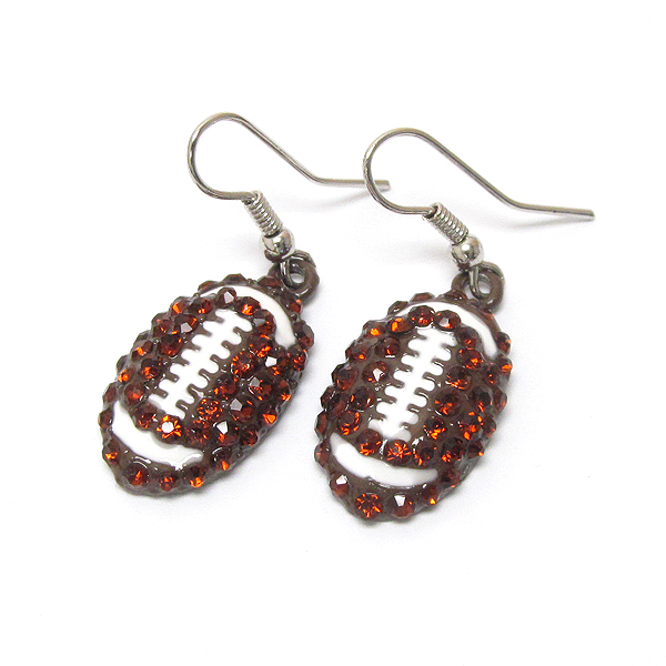 Crystal deco football earring