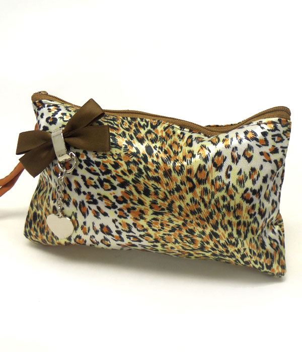 Cheetah print with metal bow coin purse 