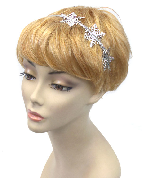 Three metal snowflake headband 