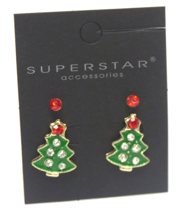 Christams set trees and crystal earrings 