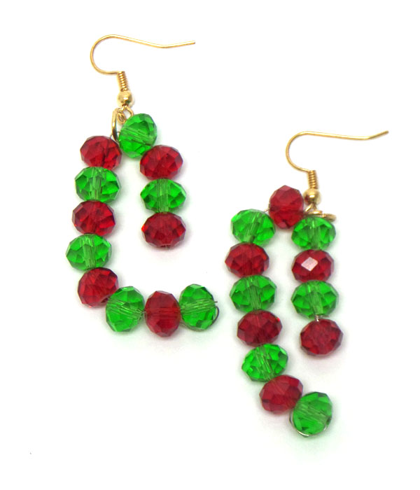 CHRISTAMAS BEADS FISH HOOK EARRINGS 