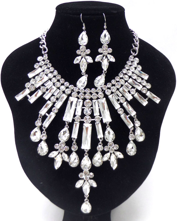 Luxury class victorian style and austrian glass drop party necklace set 