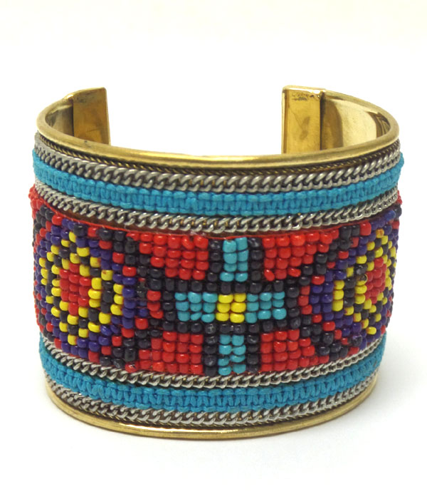Seed beads bohemian pattern bangle bracelet