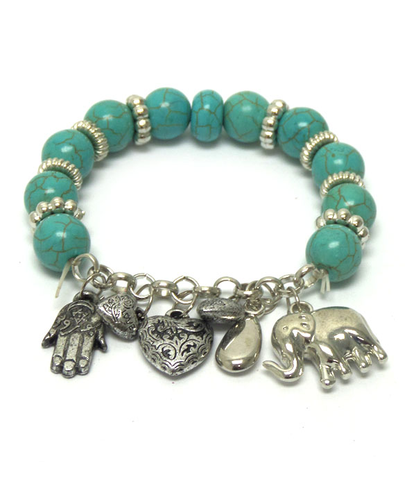 Turquosie stone charm bracelet 
