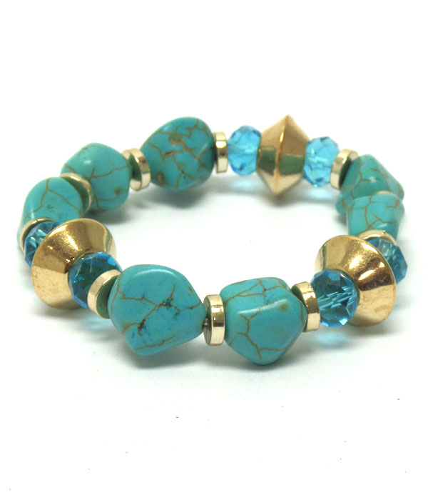 Turquoise stone with beads bracelet 