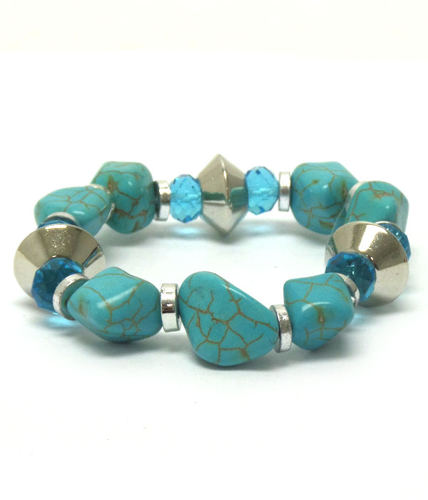 Turquoise stone with beads bracelet 