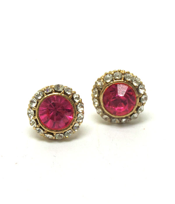 Circle crystals stud earrings 