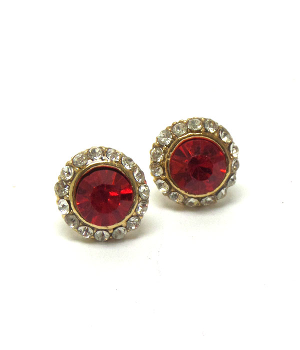 Circle crystals stud earrings 
