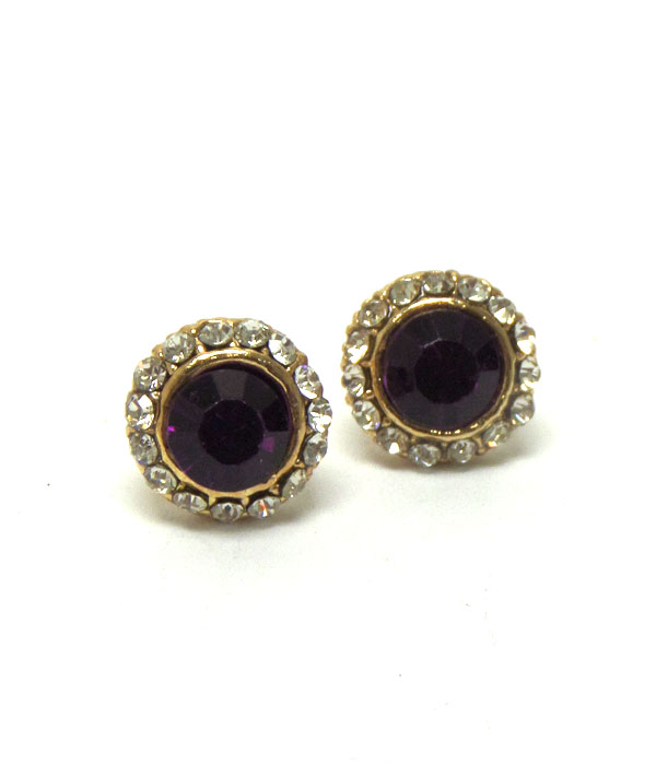 Circle crystals stud earrings 