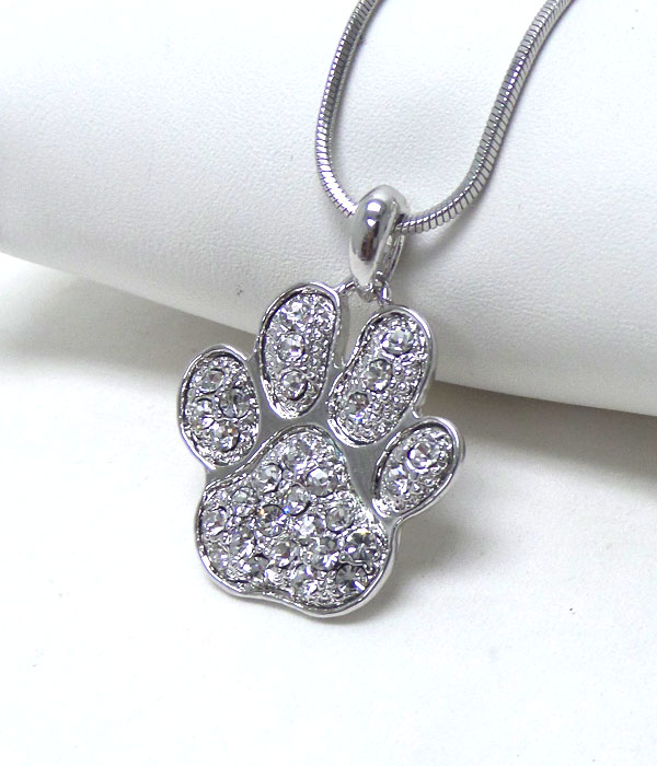 Made in korea whitegold plating crystal paw necklace