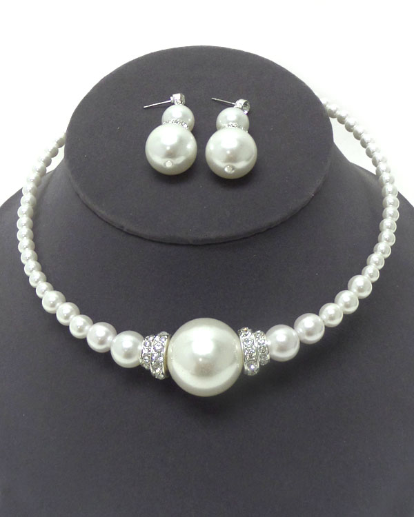 Pearl choker with crystals necklace set