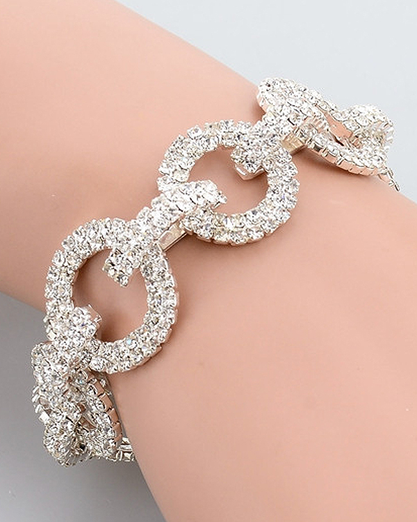 Double line rhinestone hoop interlink bracelet