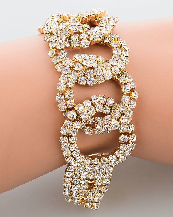 Double line rhinestone hoop interlink bracelet