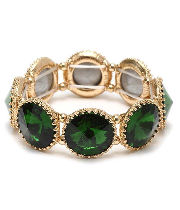 Facet glass link stretch bracelet