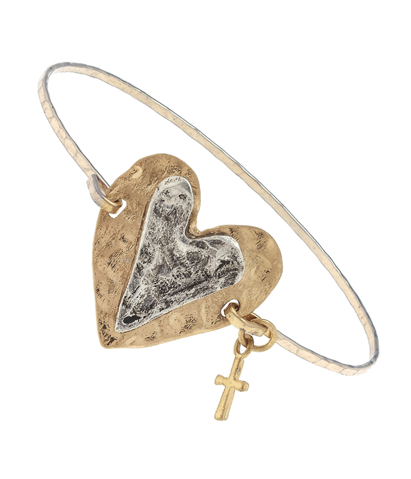 Handmade heart wire bangle bracelet